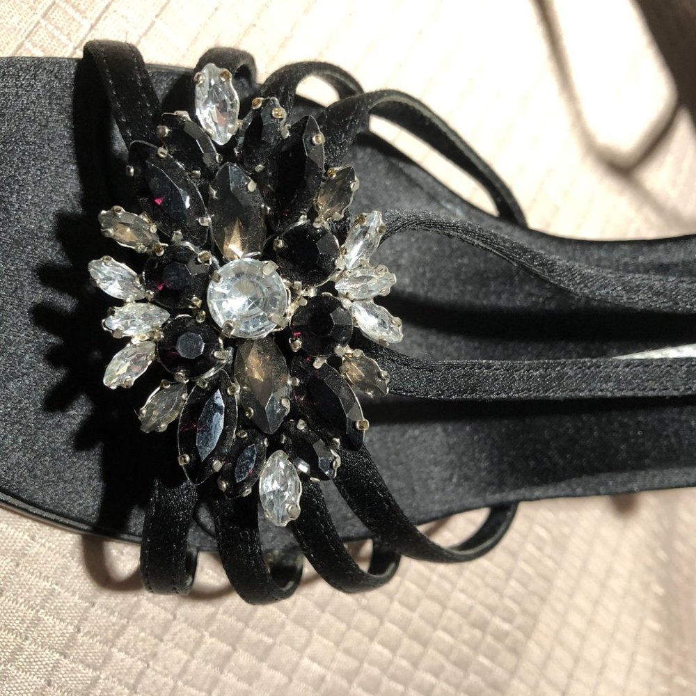 Impo black rhinestone open toe slingbk dress heel - Picture 2 of 8